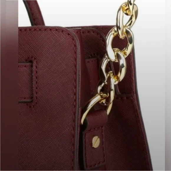 Michael Kors Burgundy Tote with Gold Accents.  Like New/No Key - Picture 4 of 8